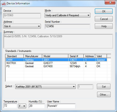 CalEasy Device Information Setup